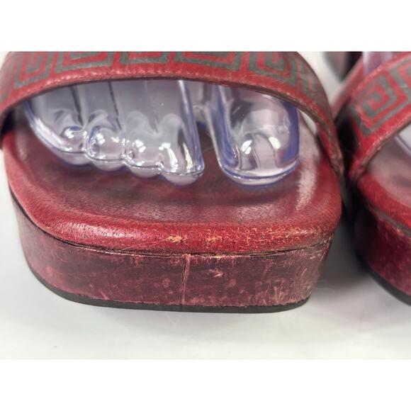 Cole Haan Resort Womens 7 B Red Leather Platform Heel Sandals Y2K Vintage - Picture 13 of 14